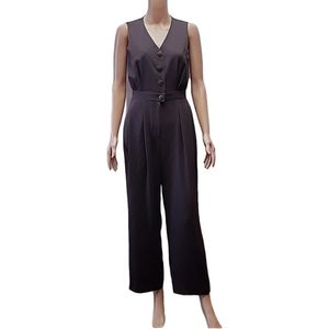 GARFIELD AND MARKS Brown‎ Women's Jumpsuit sleeveless V neck Size 4 Small